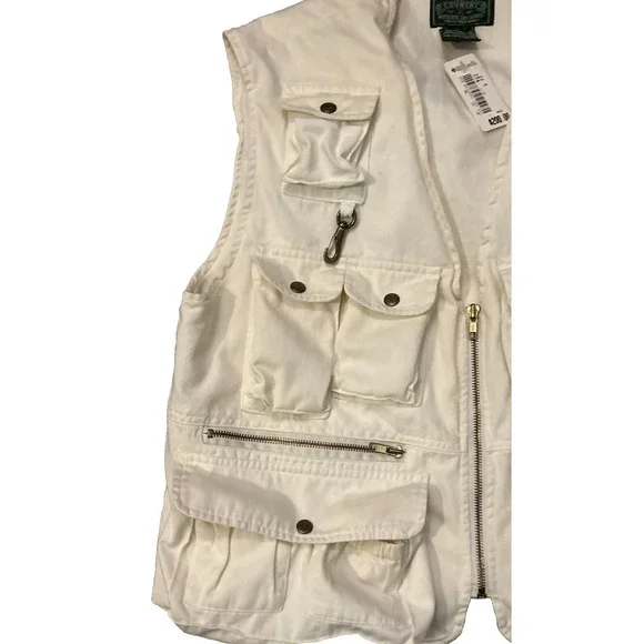 Vintage Polo Country Fishing Hunting Vest Ivory Sportsman USA Rare NEW Deadstock